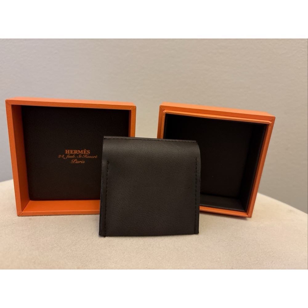 HERMES Heavy Luxury Jewelry Display Box 3.25"x 3.25"x2" & Jewelry Pocket - Picture 5 of 8